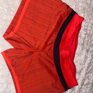 Lululemon red and black speed up shorts